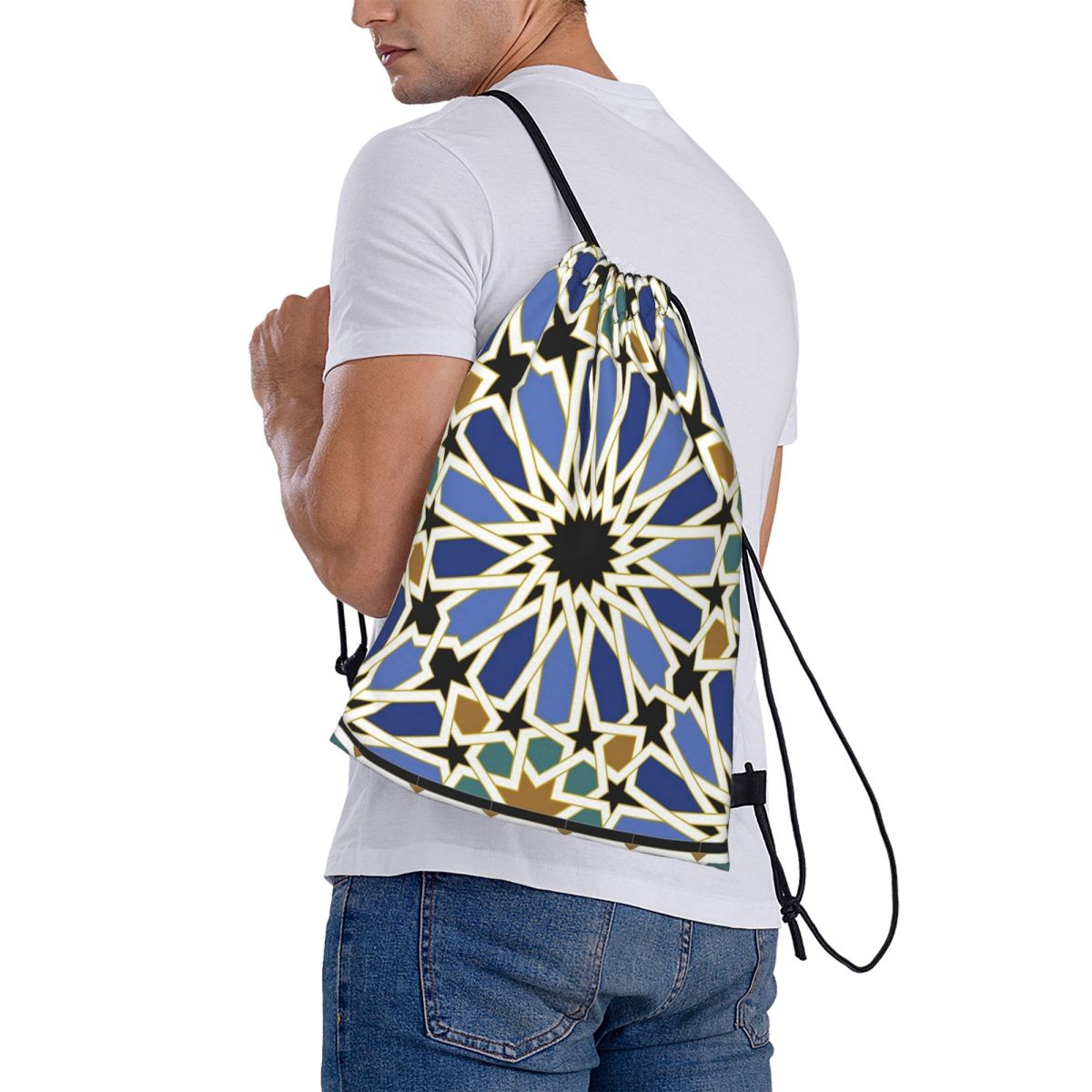 Tile Bag Drawstring - حقائب ظهر عربية متعددة الوظائف برباط