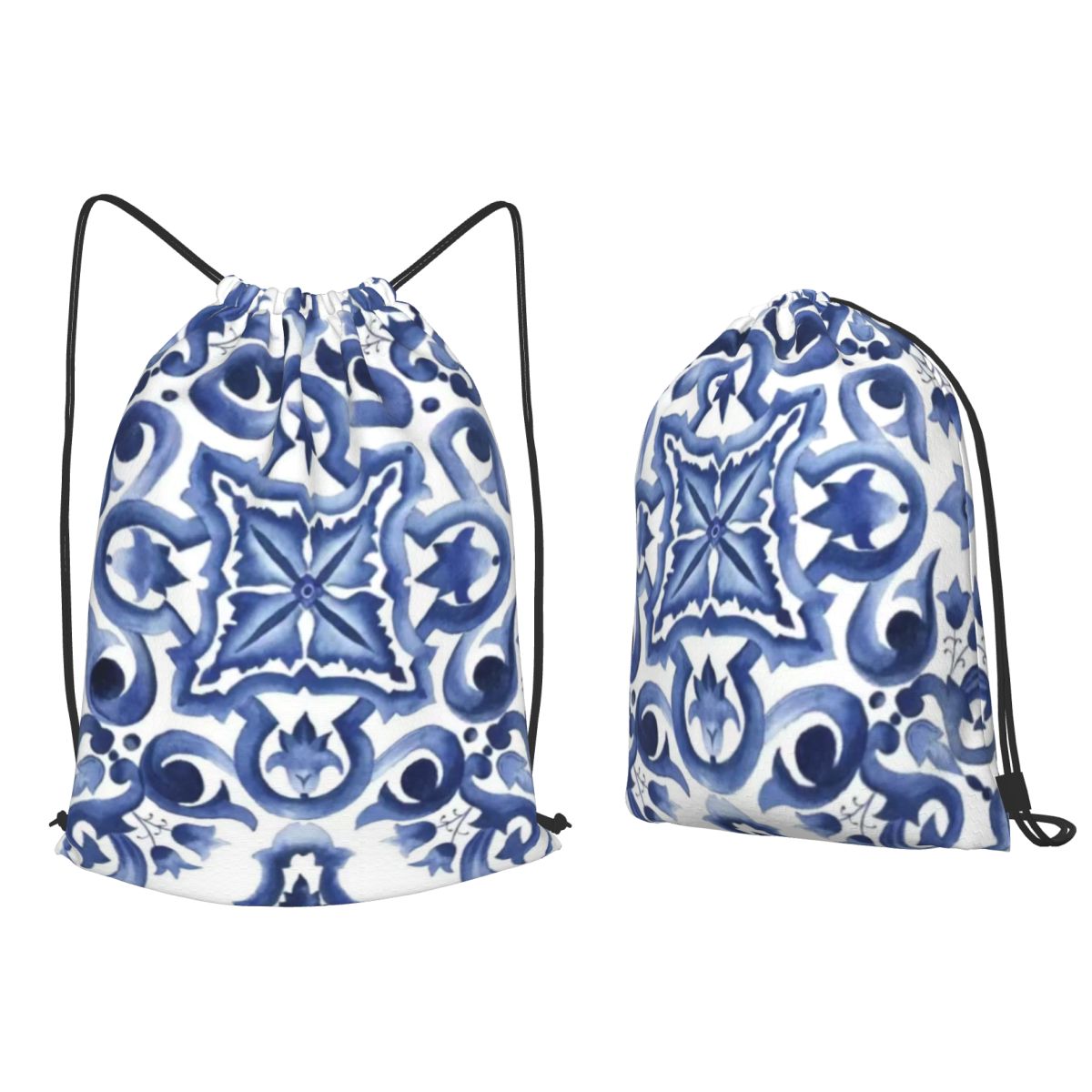 حقائب ظهر زرقاء مزخرفة بنقوش ز - مراجعة Tile Bag Drawstring وسعره
