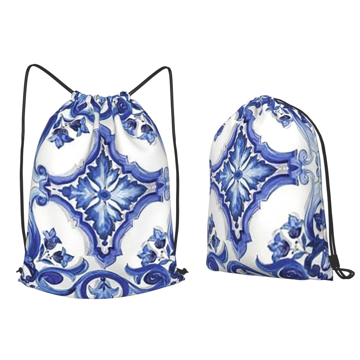 حقائب ظهر زرقاء مزخرفة بنقوش ز - مراجعة Tile Bag Drawstring وسعره
