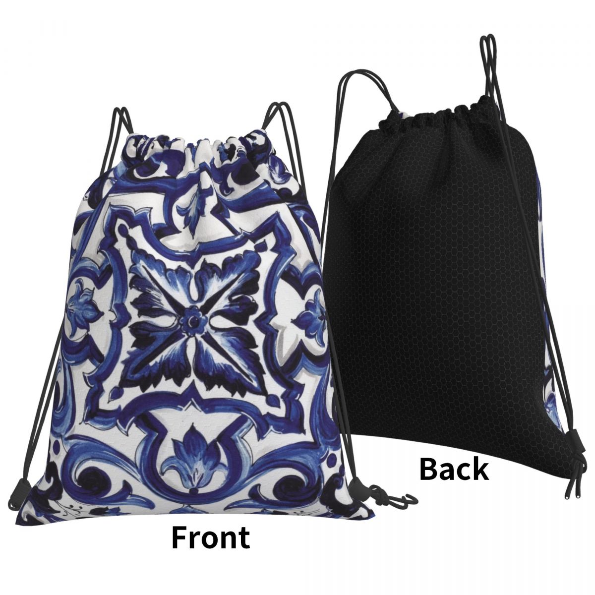 حقائب ظهر زرقاء مزخرفة بنقوش ز - مراجعة Tile Bag Drawstring وسعره