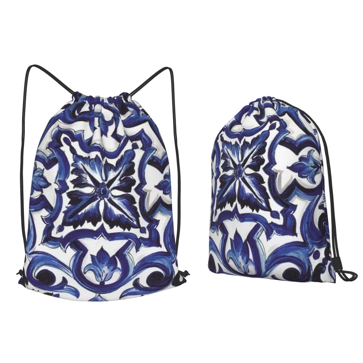 حقائب ظهر زرقاء مزخرفة بنقوش ز - مراجعة Tile Bag Drawstring وسعره