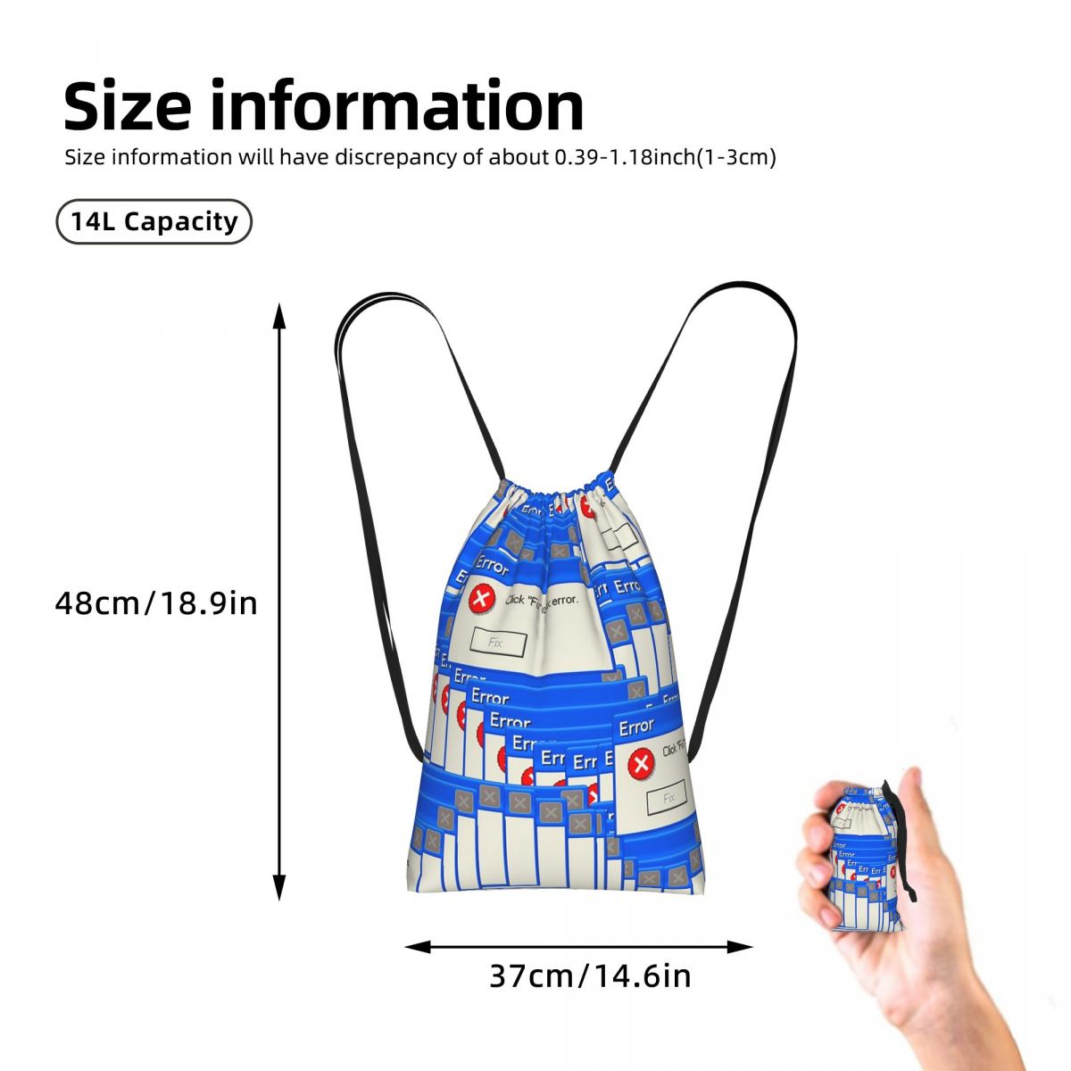 حقيبة ظهر برباط بتصميم مربعات  - مراجعة Tile Bag Drawstring وسعره